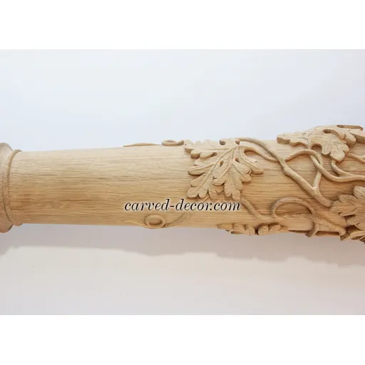 Carved beech grapes newel post - 2