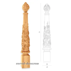Ornate staircase post oak - 2