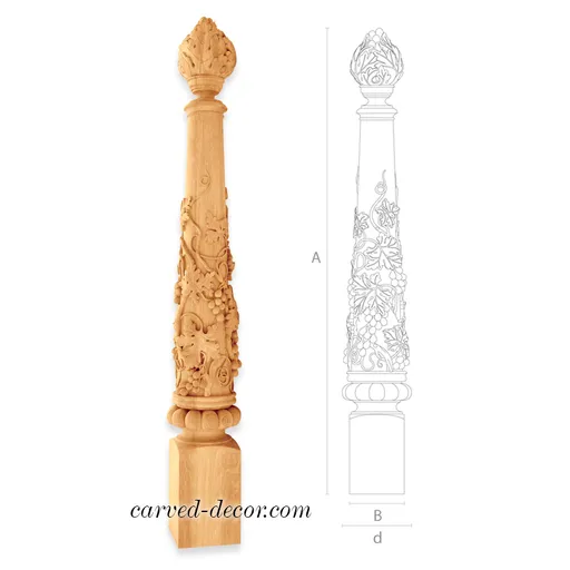 Ornate staircase post oak - 2