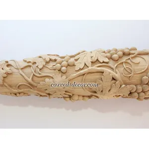 Carved beech grapes newel post - 1