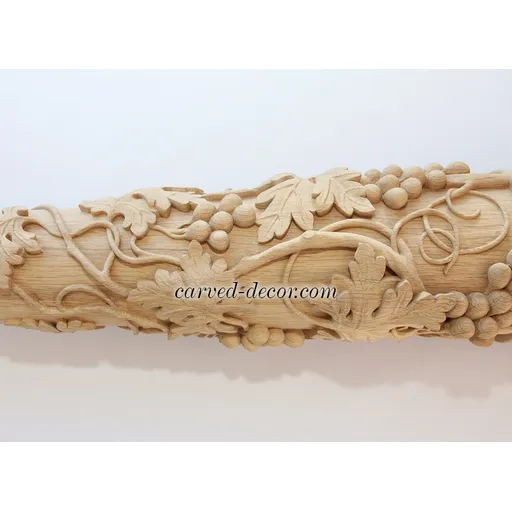 Carved beech grapes newel post - 1