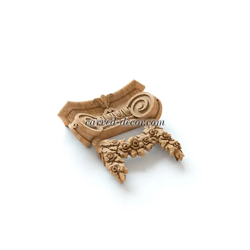 Flower garland on capital for fluted pilaster ionic order beech