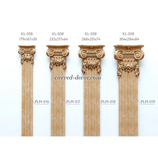 Flower garland on capital for fluted pilaster solid wood