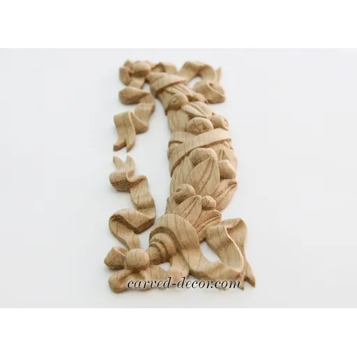 N-150 oak horizontal carved ribbon wood swag renaissance
