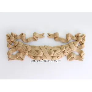 N-150 wood horizontal carved ribbon swag renaissance style