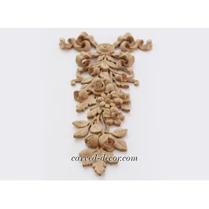 renaissance medium vertical decorative flower wood drop - 1