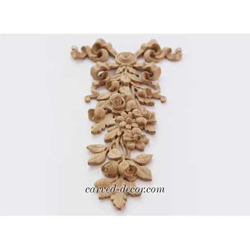 renaissance medium vertical decorative flower wood drop - 1