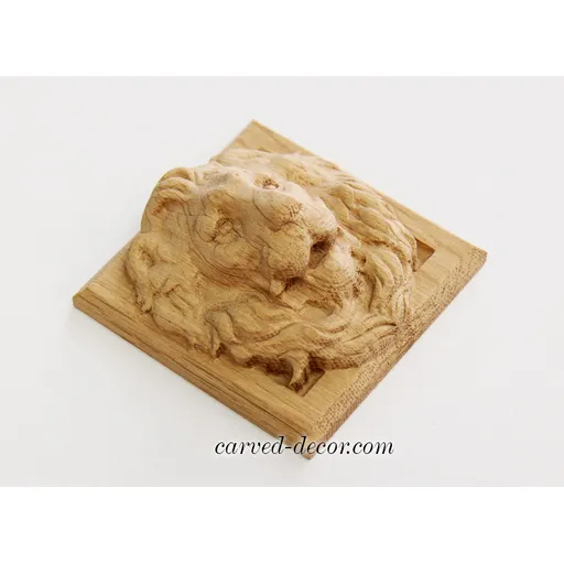 Oak Applique Lion Head Square-shaped - 3