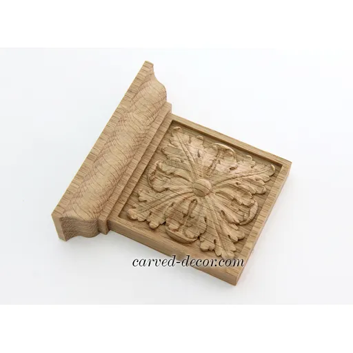 KL-032 Flat wood capital with acanthus leaf rosette from beech