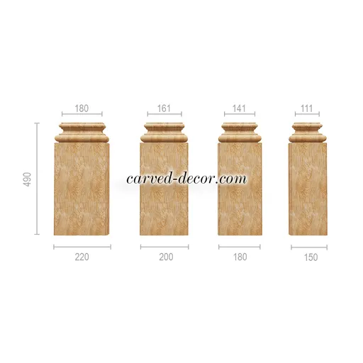 Rectangular carved pilaster base from oak