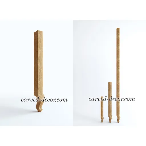 Massive unusual table legs with curved tip minimalistic oak