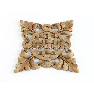N-336 square carved leaf wood carving applique baroque style