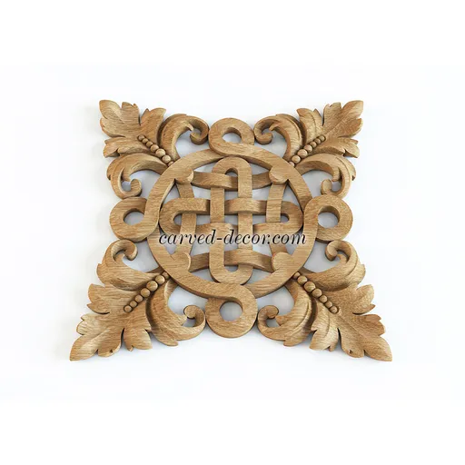 N-336 square carved leaf wood carving applique baroque style