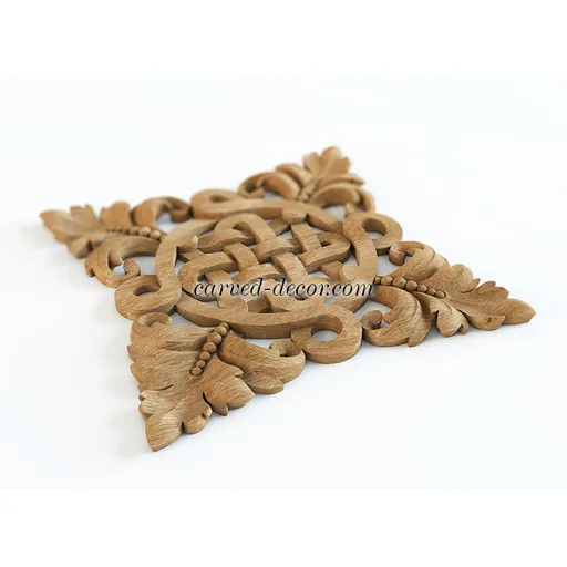 N-336 square carved leaf wood carving applique baroque style
