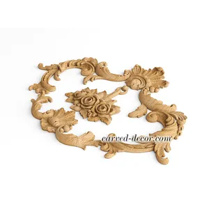 N-463.2 small vertical artistic rose wood onlay applique victorian style