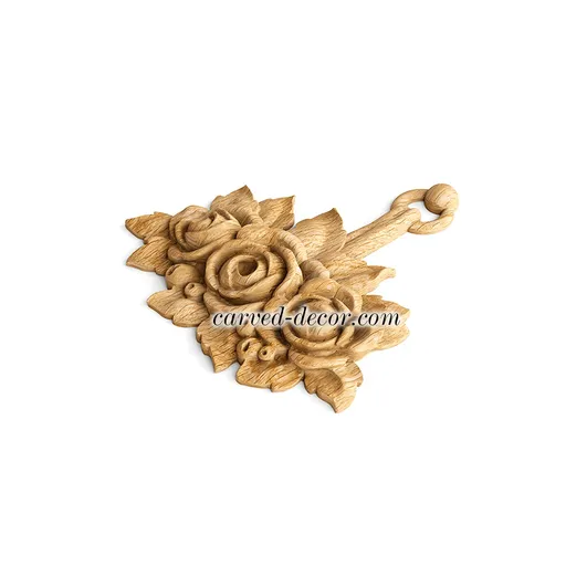 N-463.2 small vertical artistic rose wood onlay applique victorian style