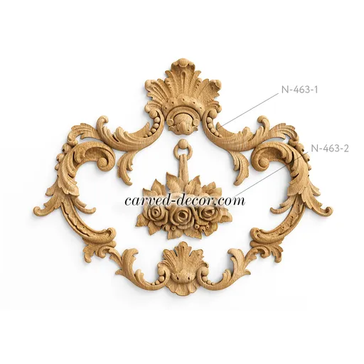 N-463.2 small vertical artistic rose wood onlay applique victorian style