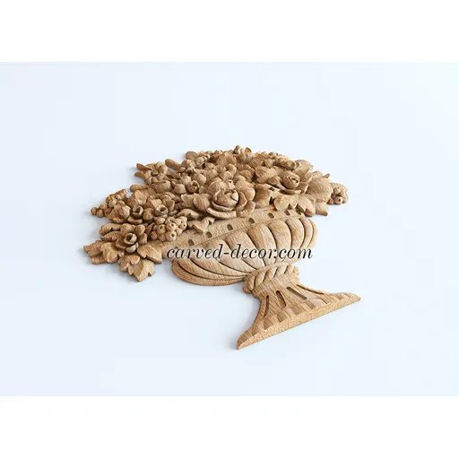 Flowers in a vase furniture applique solid wood