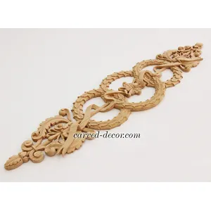baroque large horizontal architectural wreath wood carving applique - 3