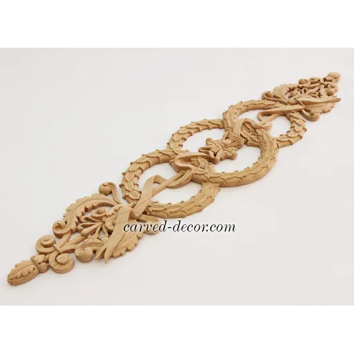baroque large horizontal architectural wreath wood carving applique - 3