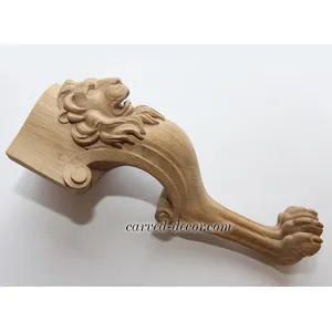 Lion paw wooden legs. side view