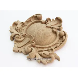 N-231 round architectural Shield Wood Cartouche Onlay