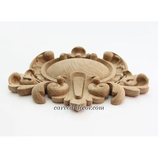 N-231 round Ornate Shield Wood Cartouche Onlay