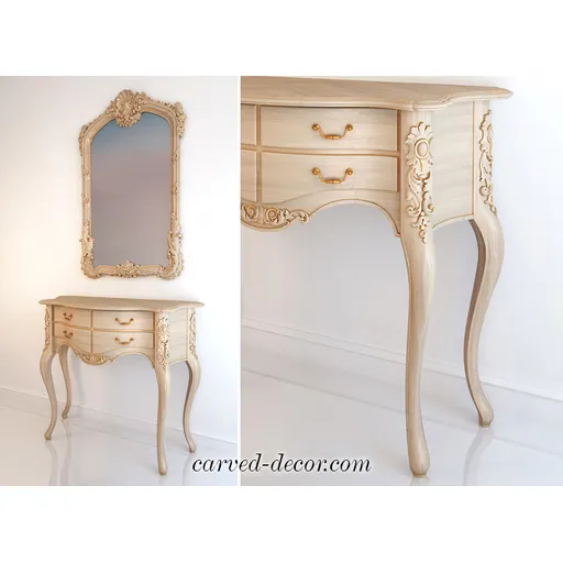 Cabriole table legs with floral ornamentation in interior design