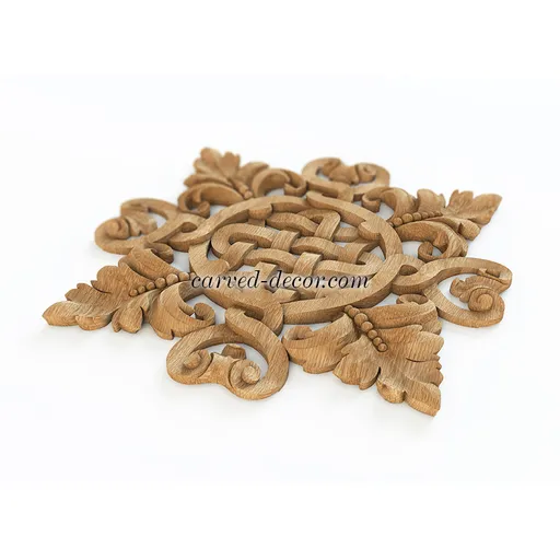 N-337 square artistic leaf wood onlay applique baroque style