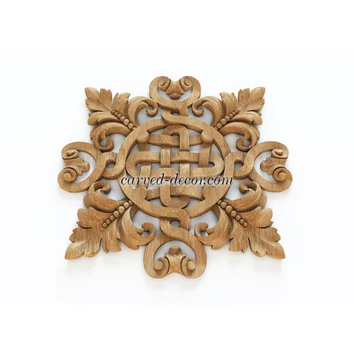 N-337 square artistic leaf wood onlay applique baroque style