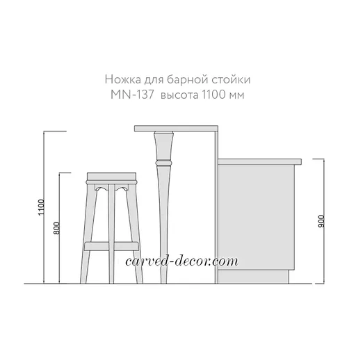 MN-137 Tapered large table legs with square top