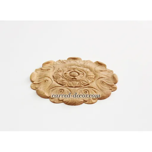 R-008 medium round ornate flower oak medallion classical style
