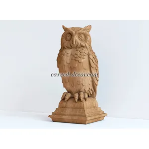 L-064-2 Owl decorative newel post cap beech
