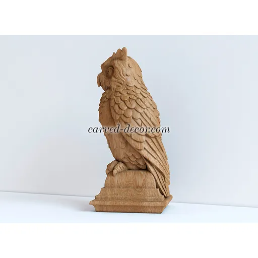 L-064-2 Owl decorative newel post cap from oak