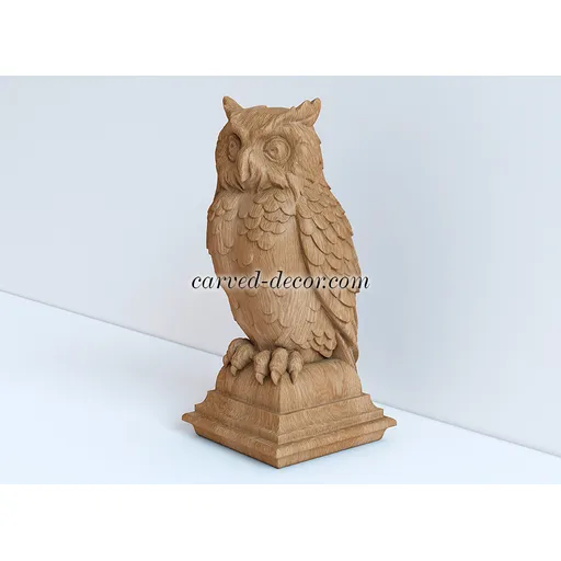 L-064-2 oak Owl decorative newel post cap