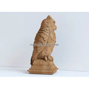 L-064-2 Carved Owl finial topper from oak