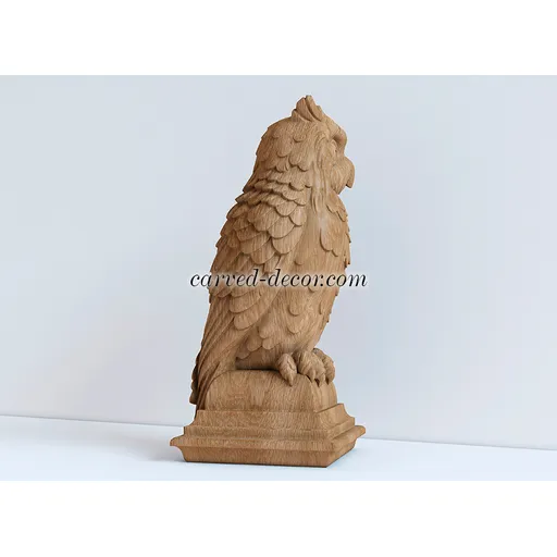L-064-2 Carved Owl finial topper from oak