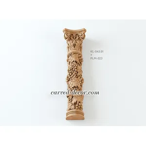 Antique wood half column with grapes