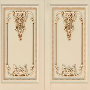 Luxury french wall accents panel with openwork floral applique