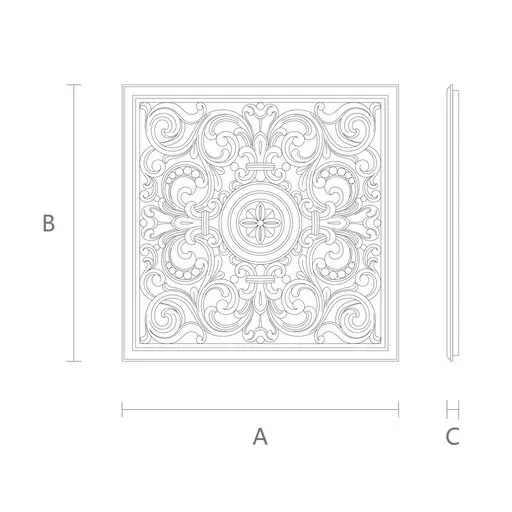 large square ornamental scroll wood carving applique baroque style
