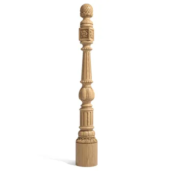 Large round wood stair newel post baroque period with artichoke finial Large round wood stair newel post baroque period with artichoke finial