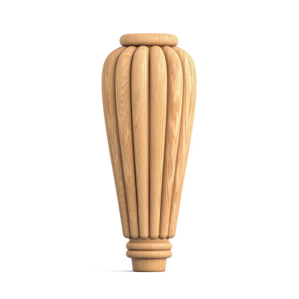 Medium contemporary tapered reeded furniture feet from hardwood, image size:1024x1024