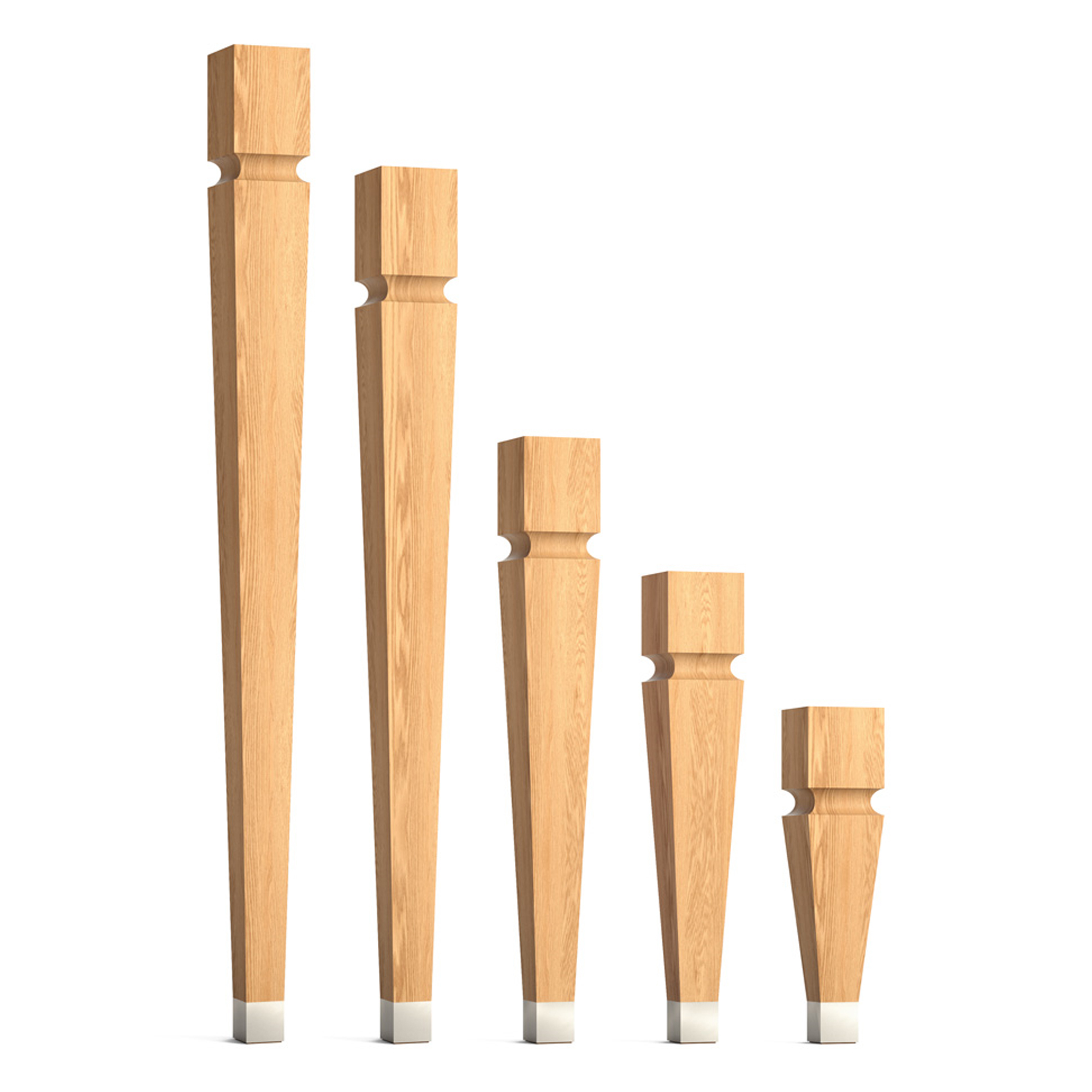 Oak square tapered table legs with metal tips Classic style
