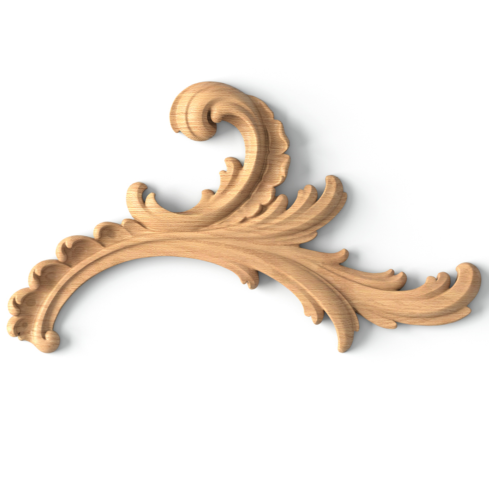 Unpainted Acanthus leaf wooden applique, Right