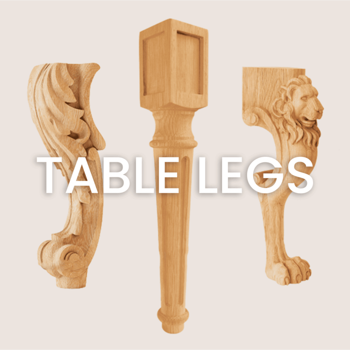 Hand Carved Solid Oak Table Legs 
