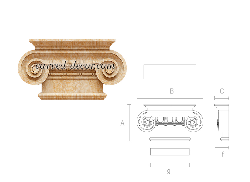 Solid Hardwood Greek/Roman Ionic Capitell 