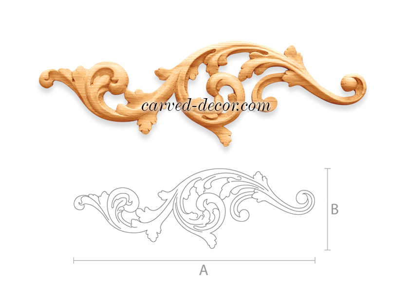 Decorative wood carved applique for fireplace, Left