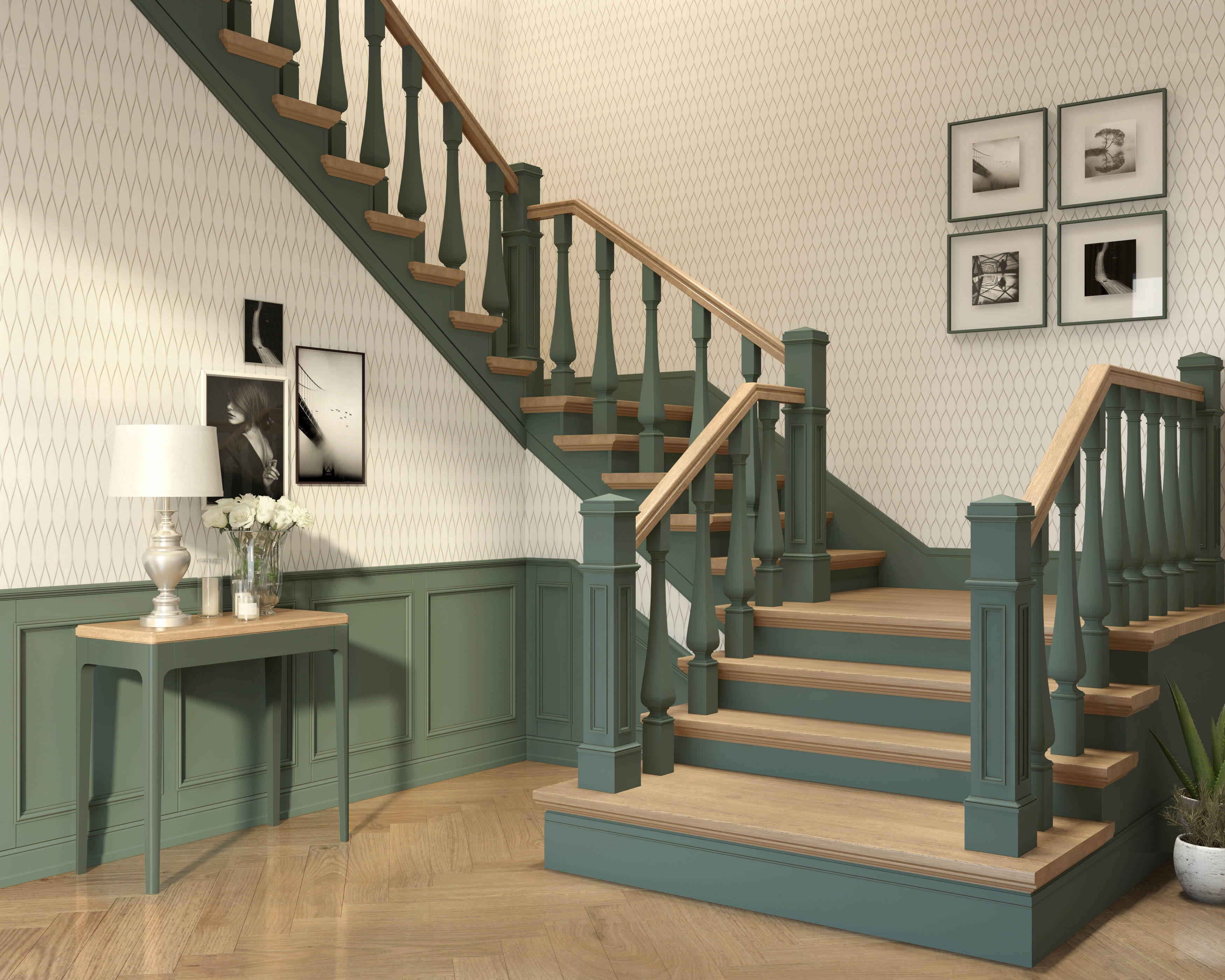 Square Reeded Spindle Square tapered stair spindles wood from oak or beech